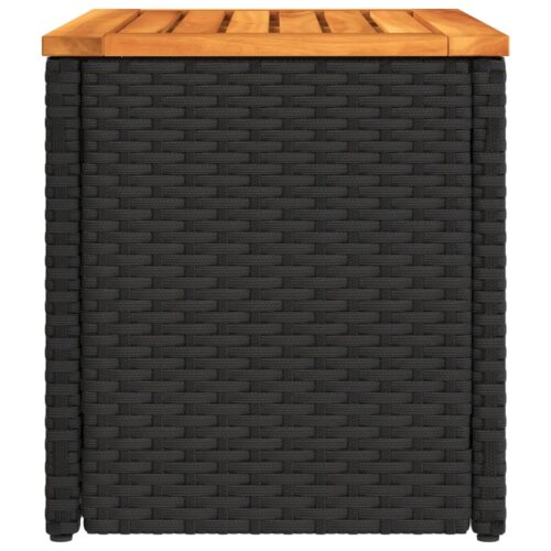 Garden Side Tables 2pcs Black 55x34x37cm Poly Rattan Solid Wood - Image 6