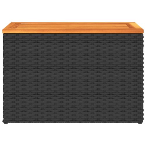 Garden Side Tables 2pcs Black 55x34x37cm Poly Rattan Solid Wood - Image 7