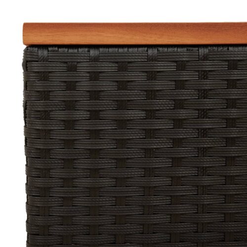 Garden Side Tables 2pcs Black 55x34x37cm Poly Rattan Solid Wood - Image 9