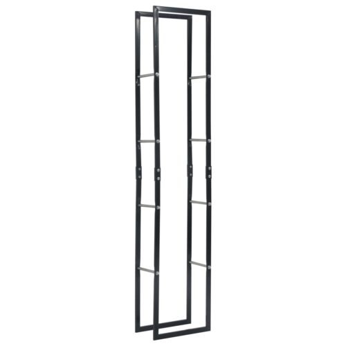 Firewood Rack Black 40x25x200cm Steel - Image 2