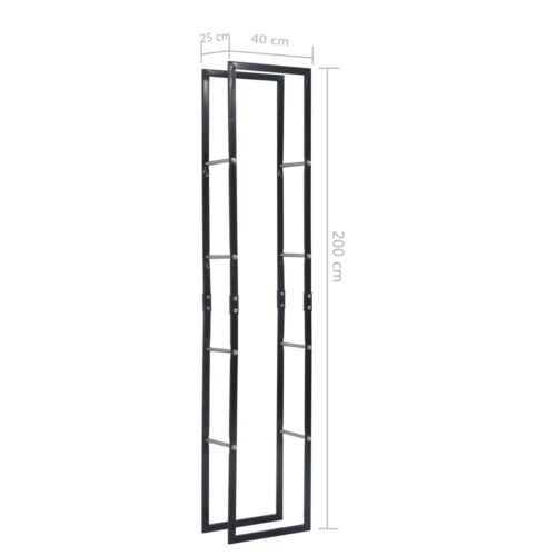 Firewood Rack Black 40x25x200cm Steel - Image 7