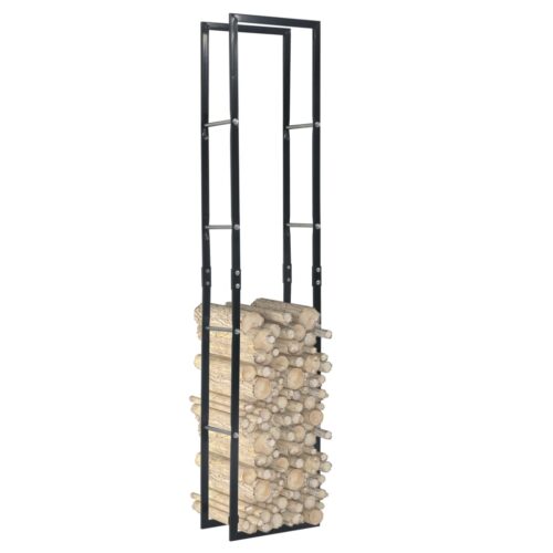 Firewood Rack Black 40x25x200cm Steel - Image 9