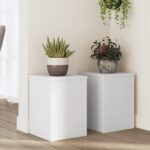 2pcs Wooden Plant Stands White 25x25x35cm