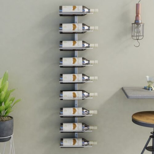 Wall-mounted Wine Rack for 9 Bottles White Iron - Image 6