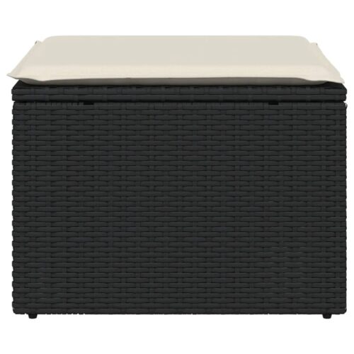 Outdoor Garden Stool Wicker Rattan Patio Ottoman Bench Seat Black 55x55x37cm - Image 4