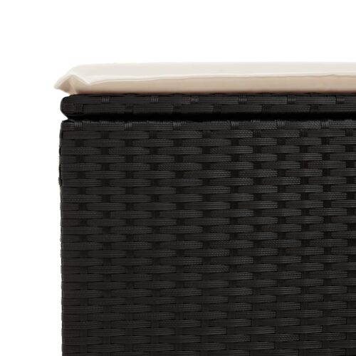 Outdoor Garden Stool Wicker Rattan Patio Ottoman Bench Seat Black 55x55x37cm - Image 5