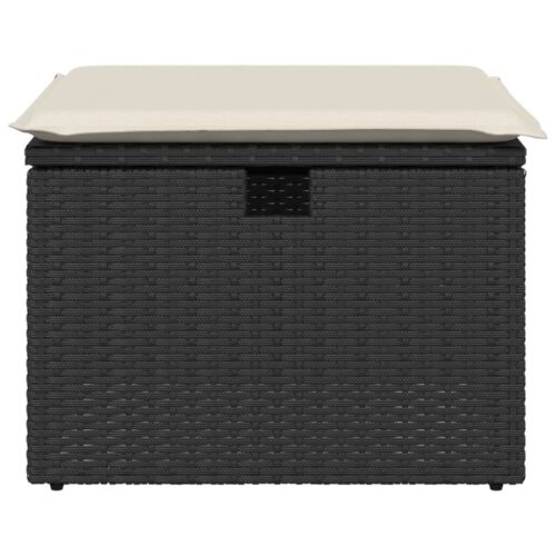 Outdoor Garden Stool Wicker Rattan Patio Ottoman Bench Seat Black 55x55x37cm - Image 4