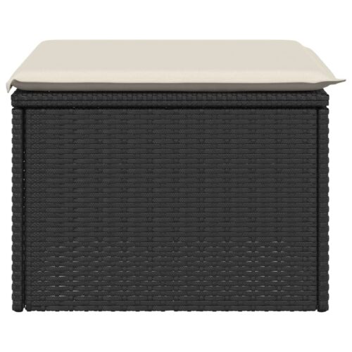 Outdoor Garden Stool Wicker Rattan Patio Ottoman Bench Seat Black 55x55x37cm - Image 5