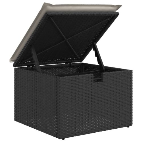 Outdoor Garden Stool Wicker Rattan Patio Ottoman Bench Seat Black 55x55x37cm - Image 7