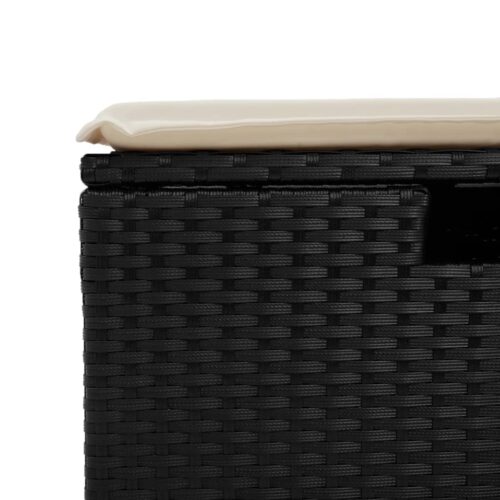 Outdoor Garden Stool Wicker Rattan Patio Ottoman Bench Seat Black 55x55x37cm - Image 8