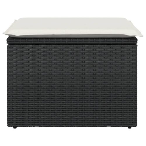Outdoor Garden Stool Wicker Rattan Patio Ottoman Bench Seat Black 55x55x37cm - Image 4