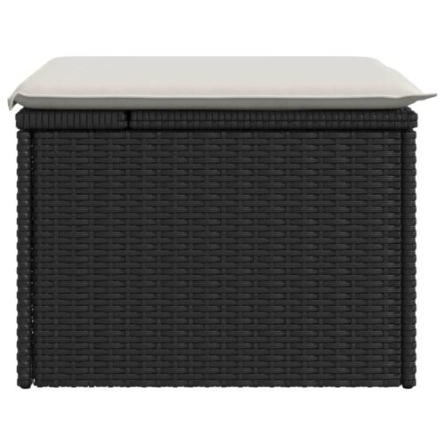 Outdoor Garden Stool Wicker Rattan Patio Ottoman Bench Seat Black 55x55x37cm - Image 5