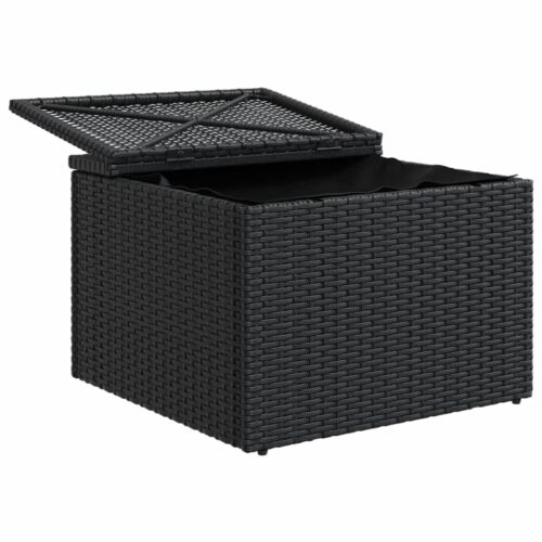 Outdoor Garden Stool Wicker Rattan Patio Ottoman Bench Seat Black 55x55x37cm - Image 7