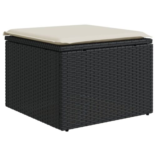 Outdoor Garden Stool Wicker Rattan Patio Ottoman Bench Seat Black 55x55x37cm - Image 12