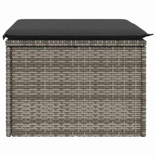 Outdoor Garden Stool Wicker Rattan Patio Ottoman Bench Seat Grey 55x55x37cm - Image 5