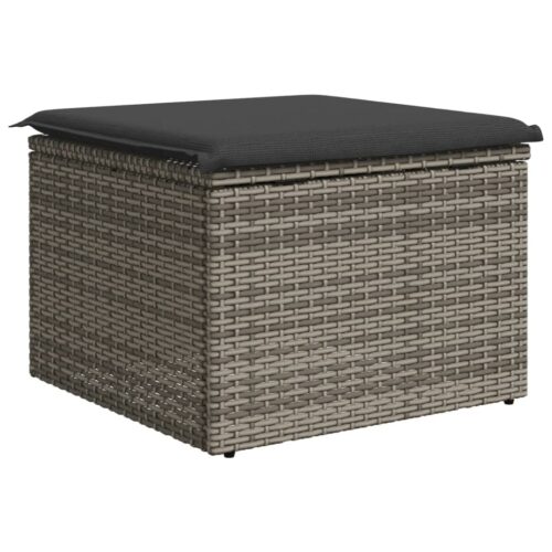 Outdoor Garden Stool Wicker Rattan Patio Ottoman Bench Seat Grey 55x55x37cm - Image 6