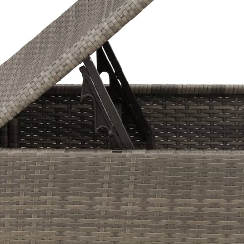 Outdoor Garden Stool Wicker Rattan Patio Ottoman Bench Seat Grey 55x55x37cm - Image 9
