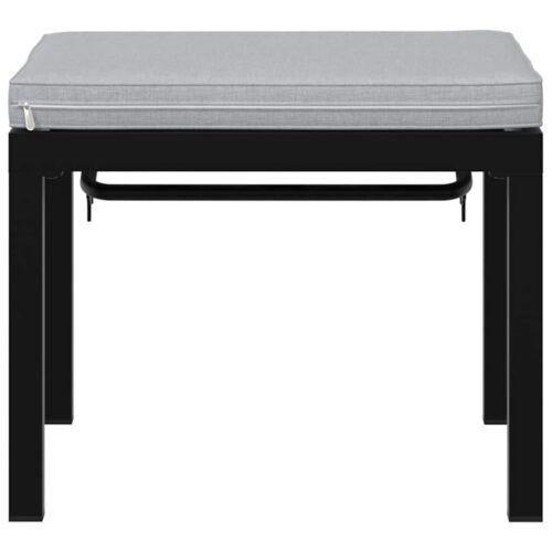 Outdoor Garden Stool Wicker Rattan Patio Ottoman Bench Seat Powder Coated Steel Black - Image 4