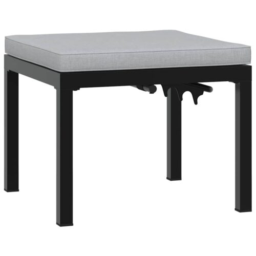 Outdoor Garden Stool Wicker Rattan Patio Ottoman Bench Seat Powder Coated Steel Black - Image 5