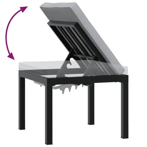 Outdoor Garden Stool Wicker Rattan Patio Ottoman Bench Seat Powder Coated Steel Black - Image 6