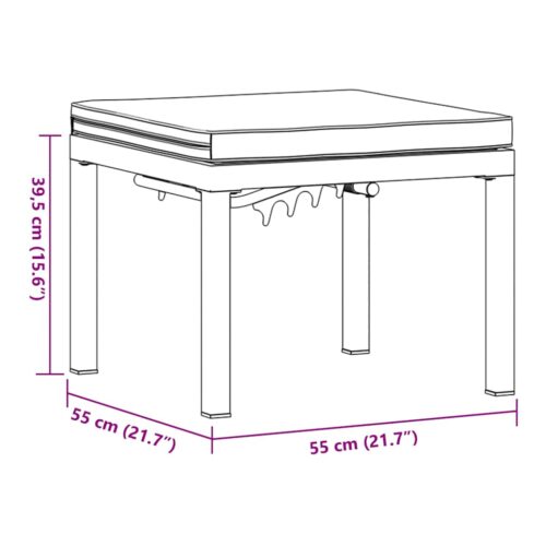Outdoor Garden Stool Wicker Rattan Patio Ottoman Bench Seat Powder Coated Steel Black - Image 9