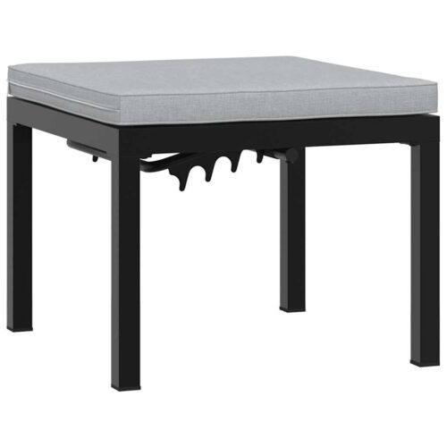 Outdoor Garden Stool Wicker Rattan Patio Ottoman Bench Seat Powder Coated Steel Black - Image 10
