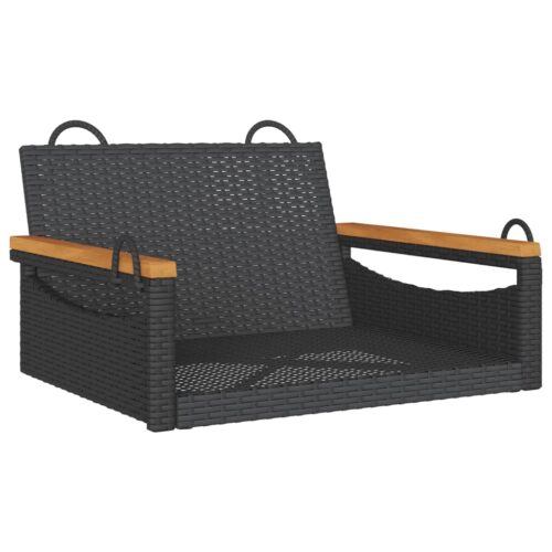 Swing Bench Black 63x62x40cm Poly Rattan