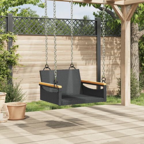 Swing Bench Black 63x62x40cm Poly Rattan - Image 3