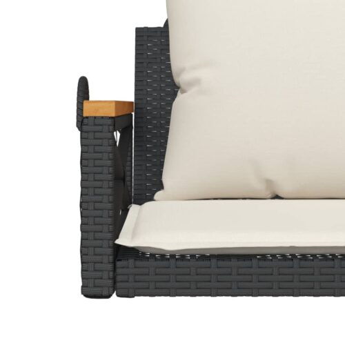 Swing Bench with Cushions Black 63x62x40cm Poly Rattan - Image 8