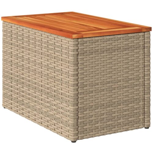 Garden Side Tables 2pcs Beige 55x34x37cm Poly Rattan Solid Wood - Image 5