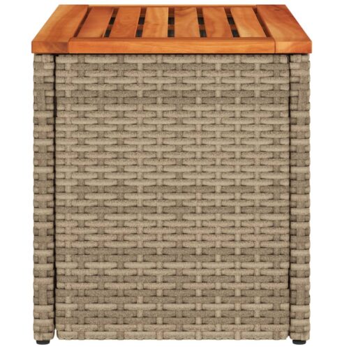 Garden Side Tables 2pcs Beige 55x34x37cm Poly Rattan Solid Wood - Image 7