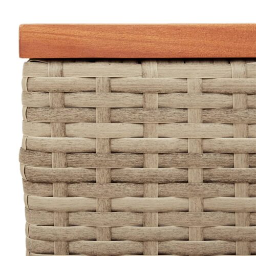 Garden Side Tables 2pcs Beige 55x34x37cm Poly Rattan Solid Wood - Image 9