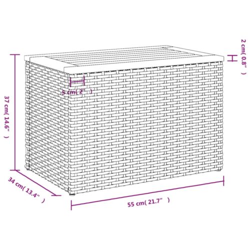 Garden Side Tables 2pcs Beige 55x34x37cm Poly Rattan Solid Wood - Image 11