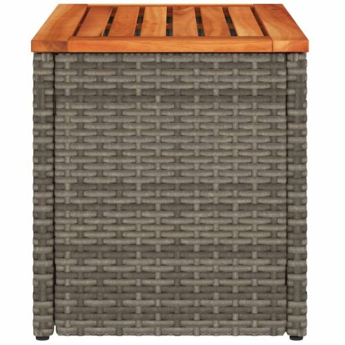 Garden Side Tables 2pcs Grey 55x34x37cm Poly Rattan Solid Wood - Image 7