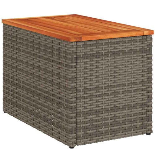 Garden Side Tables 2pcs Grey 55x34x37cm Poly Rattan Solid Wood - Image 8