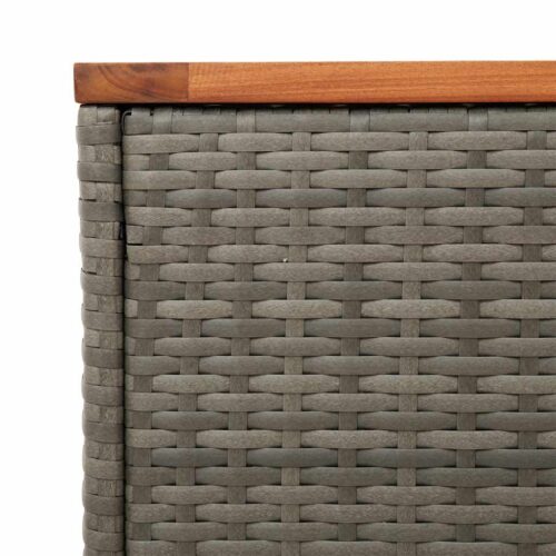 Garden Side Tables 2pcs Grey 55x34x37cm Poly Rattan Solid Wood - Image 9