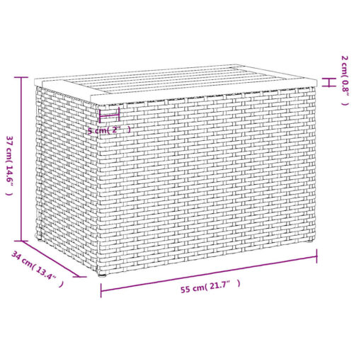 Garden Side Tables 2pcs Grey 55x34x37cm Poly Rattan Solid Wood - Image 11