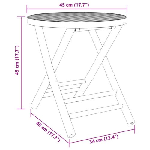 Folding Garden Table Ø45x45cm Bamboo - Image 8