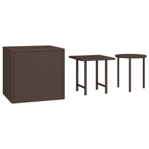 Garden Side Tables 3pcs Brown Poly Rattan