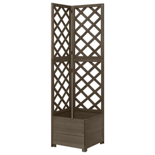 Corner Trellis Planter Grey 40x40x150cm Solid Fir Wood - Image 2