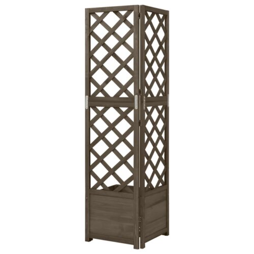 Corner Trellis Planter Grey 40x40x150cm Solid Fir Wood - Image 3