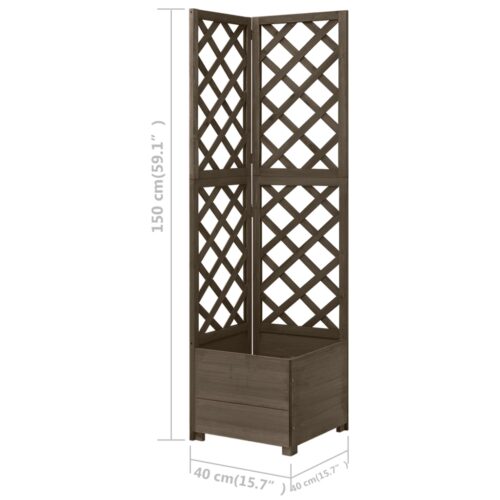 Corner Trellis Planter Grey 40x40x150cm Solid Fir Wood - Image 6