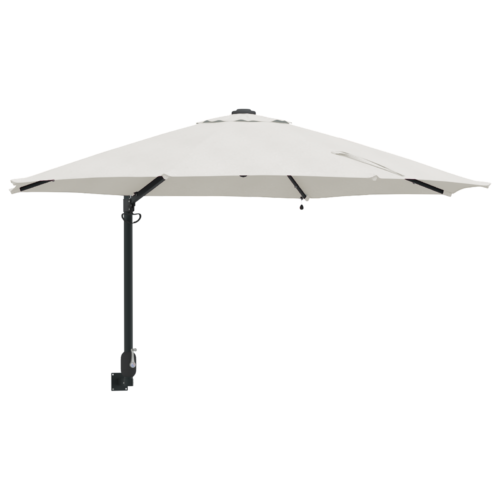 LED Lights Wall Mounted Garden Umbrella Outdoor Patio Pole Cantilever Parasol Sand 248cm - Image 2