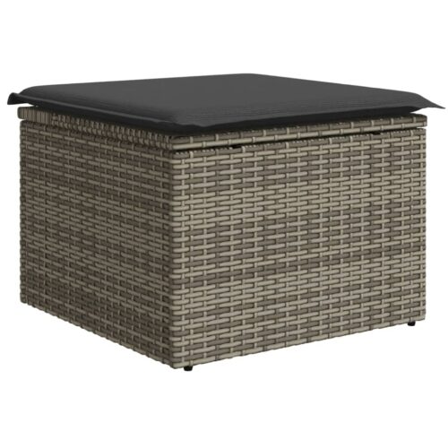 Outdoor Garden Stool Wicker Rattan Patio Ottoman Bench Seat Grey 55x55x37cm