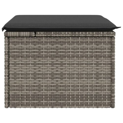 Outdoor Garden Stool Wicker Rattan Patio Ottoman Bench Seat Grey 55x55x37cm - Image 5
