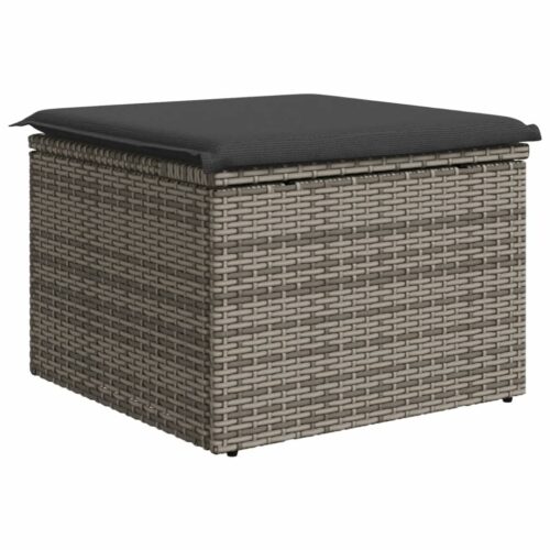 Outdoor Garden Stool Wicker Rattan Patio Ottoman Bench Seat Grey 55x55x37cm - Image 6