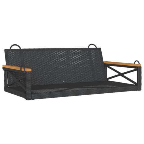 Swing Bench Black 109x62x40cm Poly Rattan
