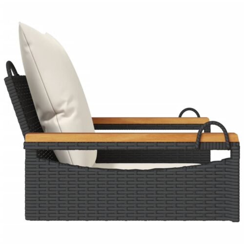 Swing Bench with Cushions Black 63x62x40cm Poly Rattan - Image 5