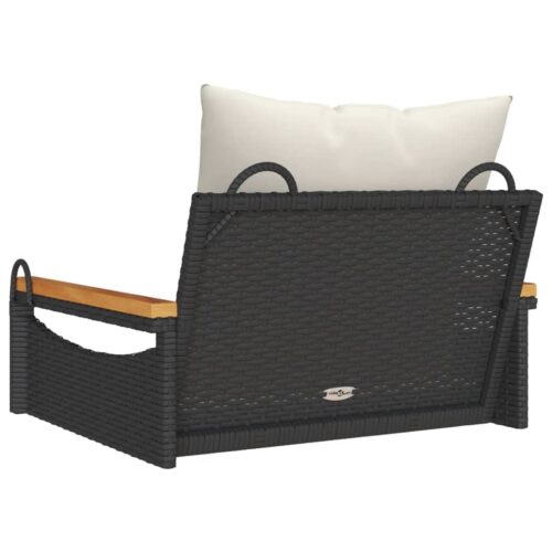 Swing Bench with Cushions Black 63x62x40cm Poly Rattan - Image 6