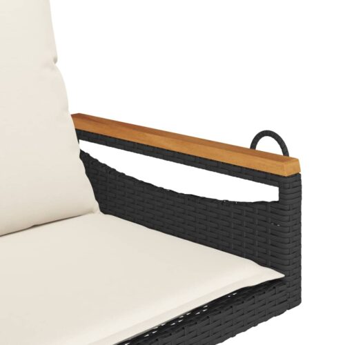 Swing Bench with Cushions Black 63x62x40cm Poly Rattan - Image 7